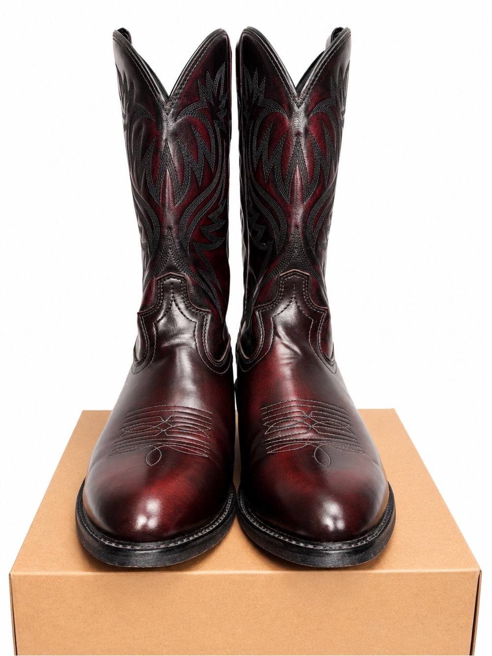 Laredo Men’s 4216 Western Cowboy Boots Leather Embroidered Round Toe Size 15D
